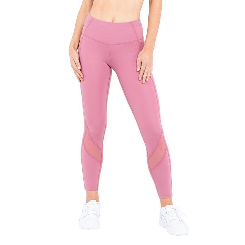女裝多口袋高腰瑜珈褲透氣網底緊身褲 - 粉紅色