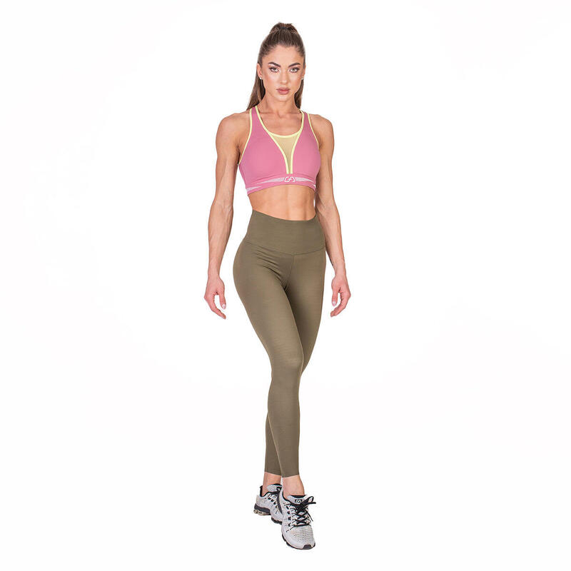 Women Reversible High-Waist Breathable Activewear Mesh Legging - OLIVE  GREEN - Decathlon
