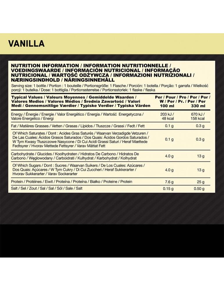 High Protein Shake (Batido de Proteína) - 330ml Vainilla Optimum Nutrition 3/3