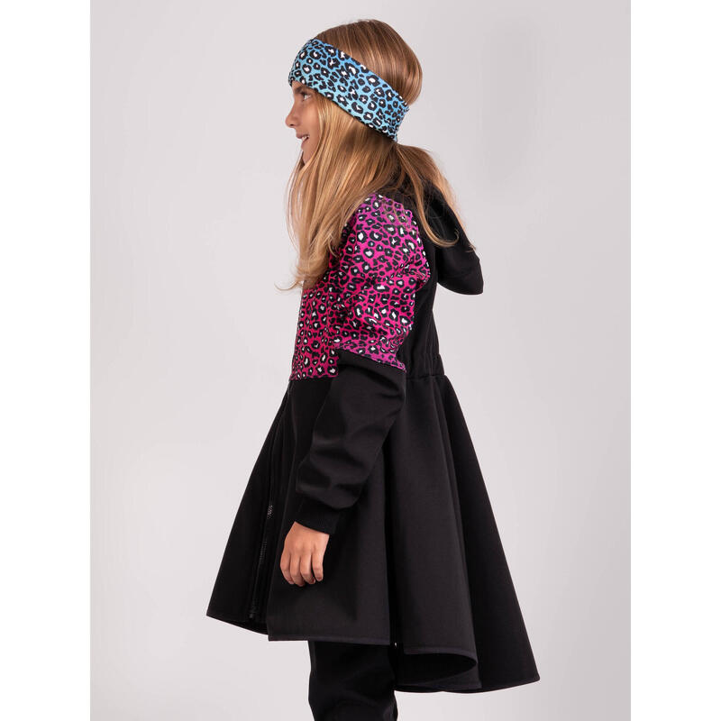 Dívčí softshellový kabát s fleecem Romantico, Černá, Divočina