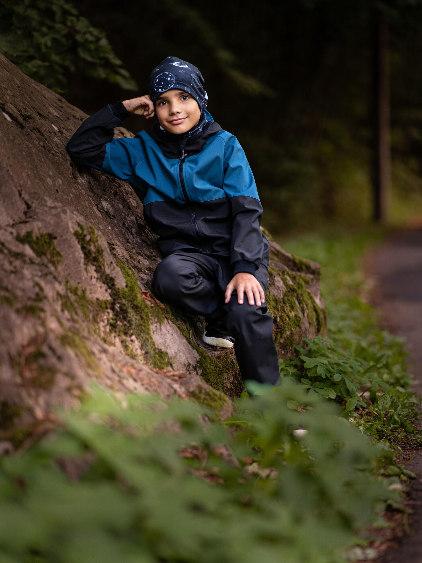 Softshell-Jacke mit Fleece für Kinder Street, Schwarz, Kobalt 5/6
