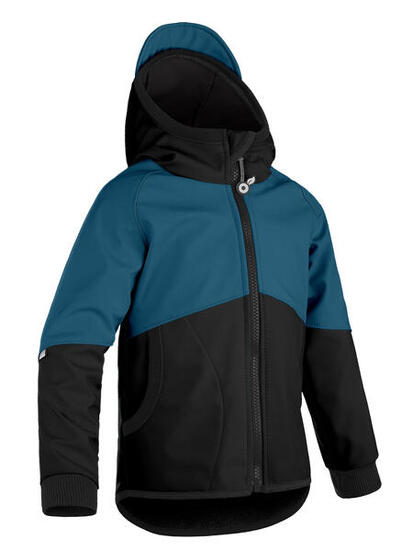 Softshell-Jacke mit Fleece für Kinder Street, Schwarz, Kobalt