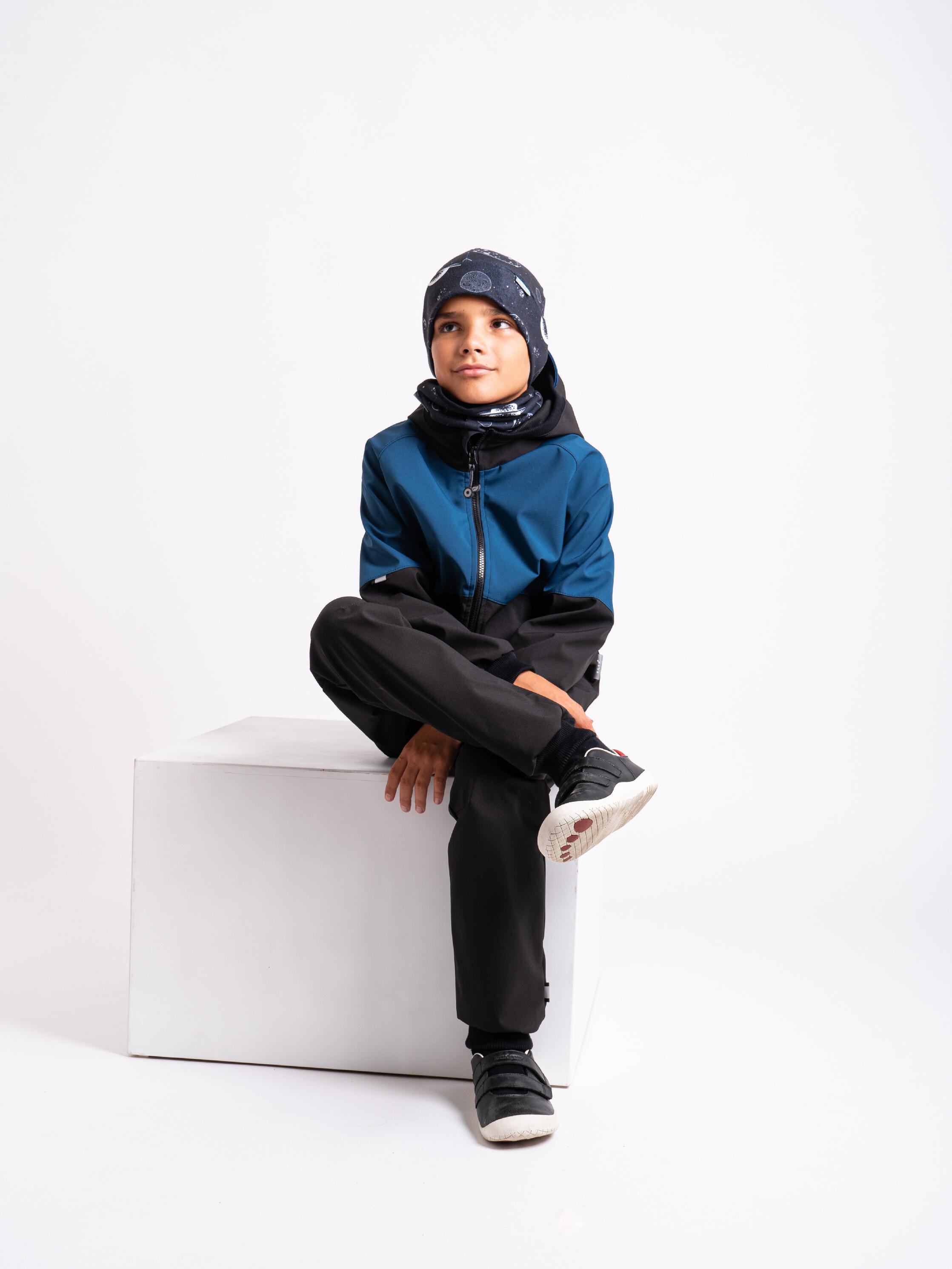Softshell-Jacke mit Fleece für Kinder Street, Schwarz, Kobalt 4/6