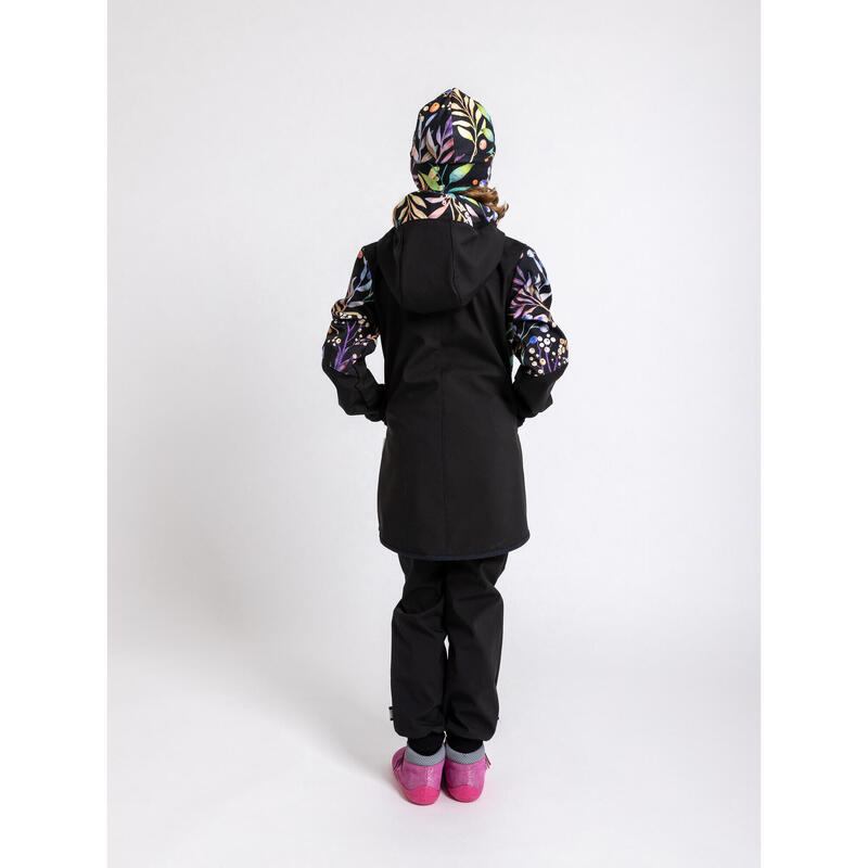 Dívčí softshellový kabát s fleecem Street, Černá, Podzimní bobule