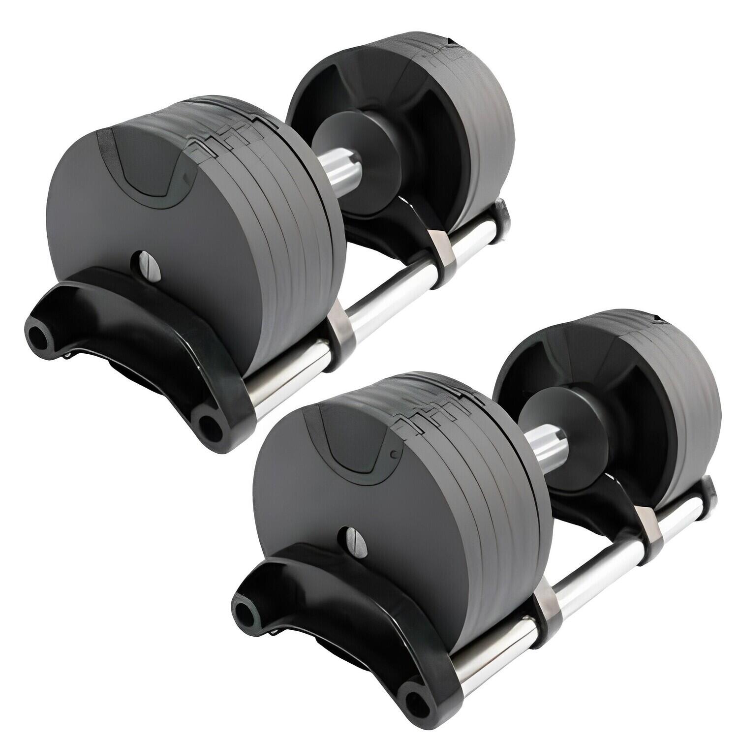 OZIO FITNESS 2 Mancuernas Ajustables Power 2-32 kg (Par) con Base de Almacenamiento