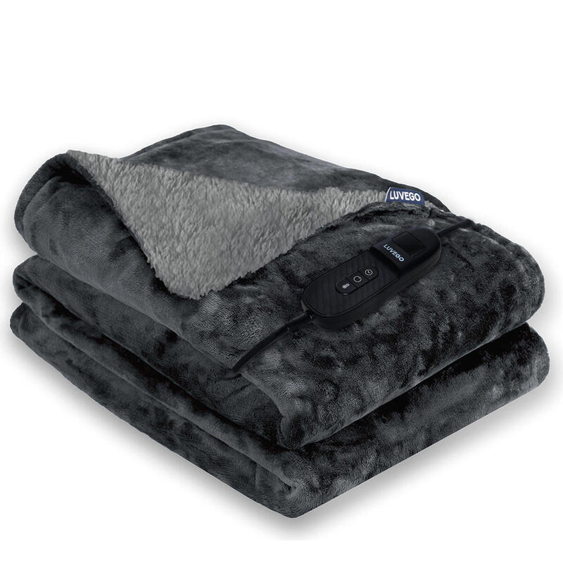 Luvego Heizdecke mit Fleece/Sherpa - Dunkelgrau