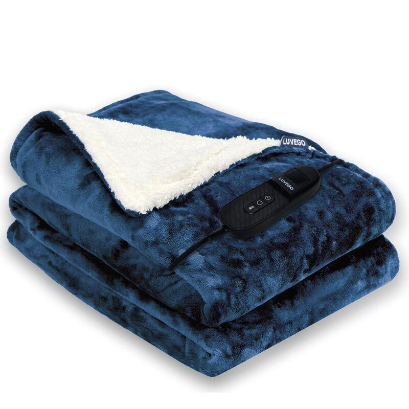 Luvego Heizdecke mit Fleece/Sherpa - Dunkelblau