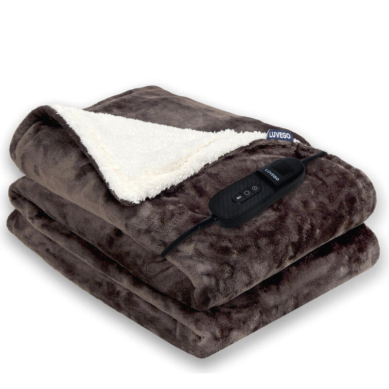 Luvego Heizdecke mit Fleece/Sherpa - Dunkelbraun