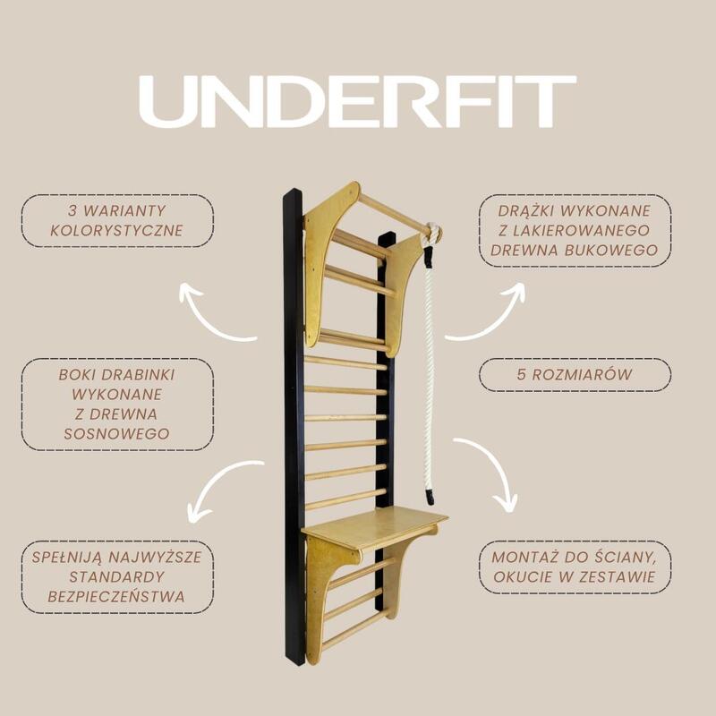 Drabinka gimnastyczna Leon 195 x 80 cm czarna UNDERFIT