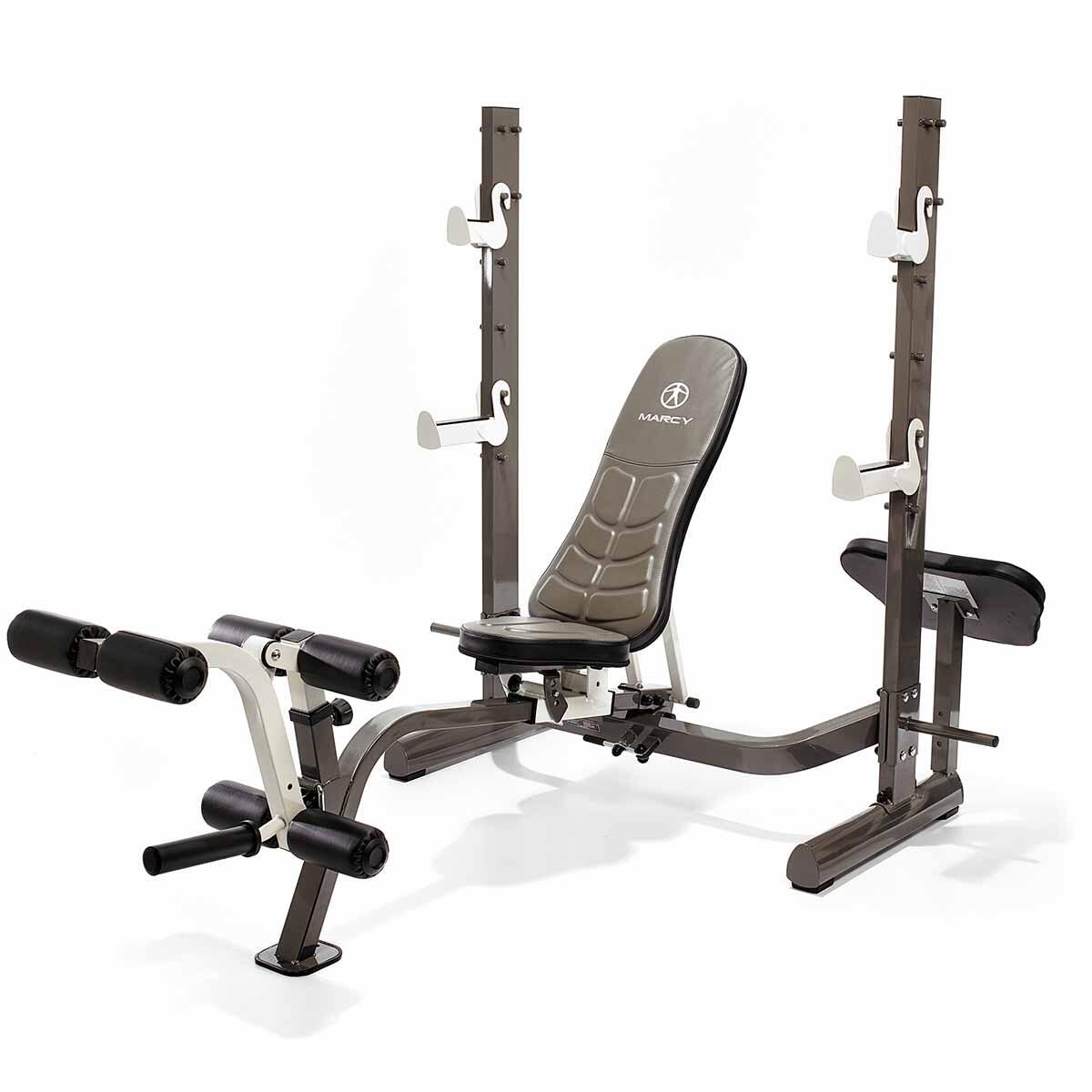 MARCY MWB-70205 FOLDING OLYMPIC BENCH WITH REAR SQUAT RACK 1/7