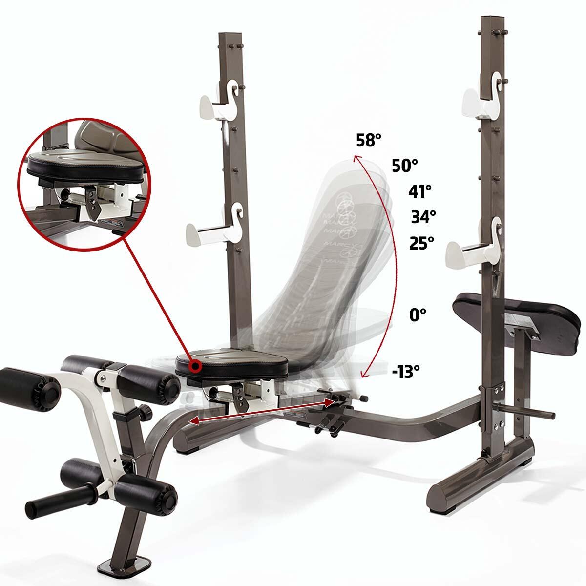 MARCY MWB-70205 FOLDING OLYMPIC BENCH WITH REAR SQUAT RACK 4/7