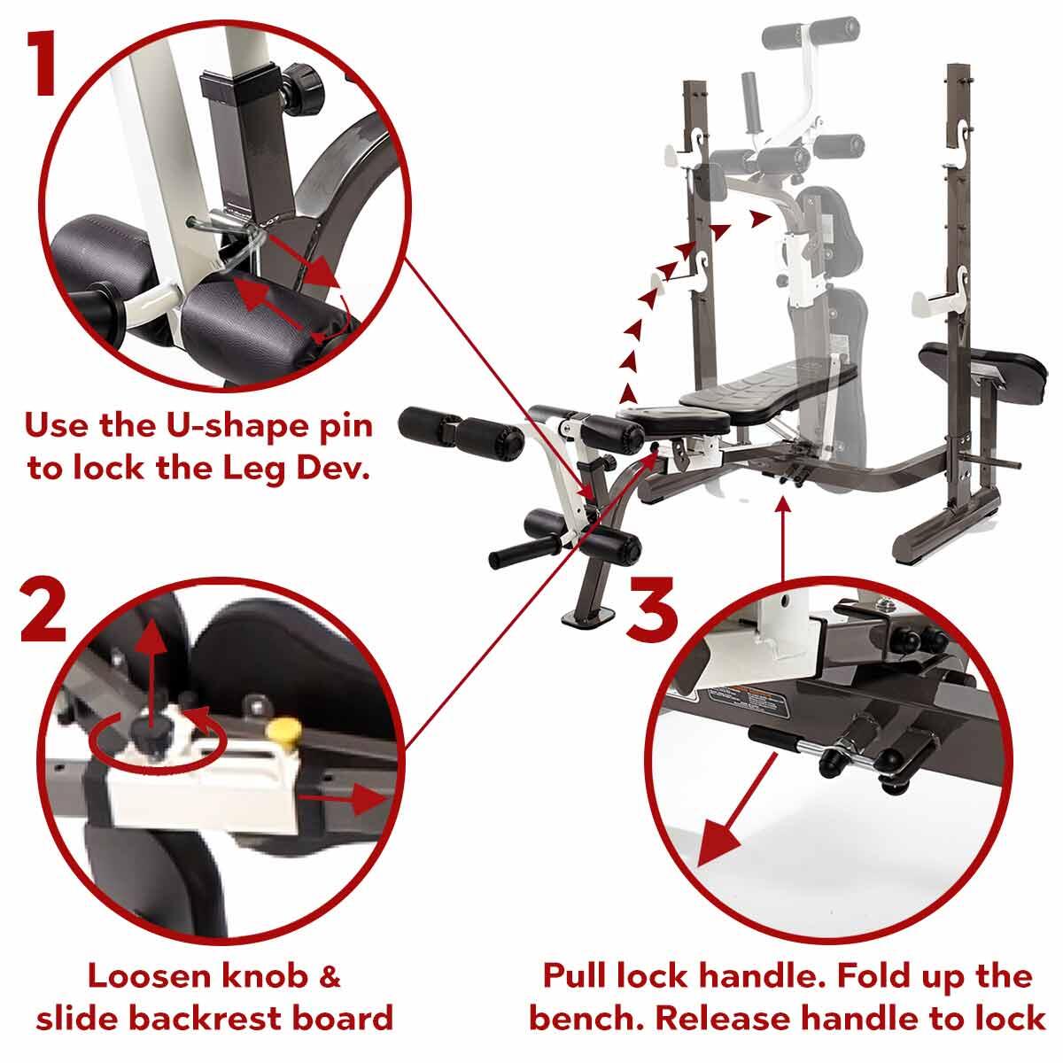 MARCY MWB 70205 FOLDING OLYMPIC BENCH WITH REAR SQUAT RACK MARCY