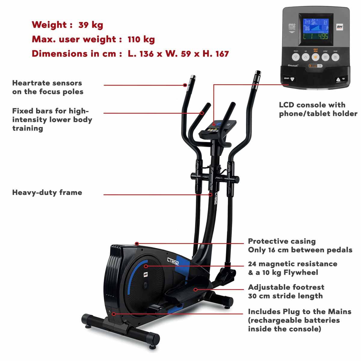 BH FITNESS CTBS2 DELUXE CROSS TRAINER 2/7