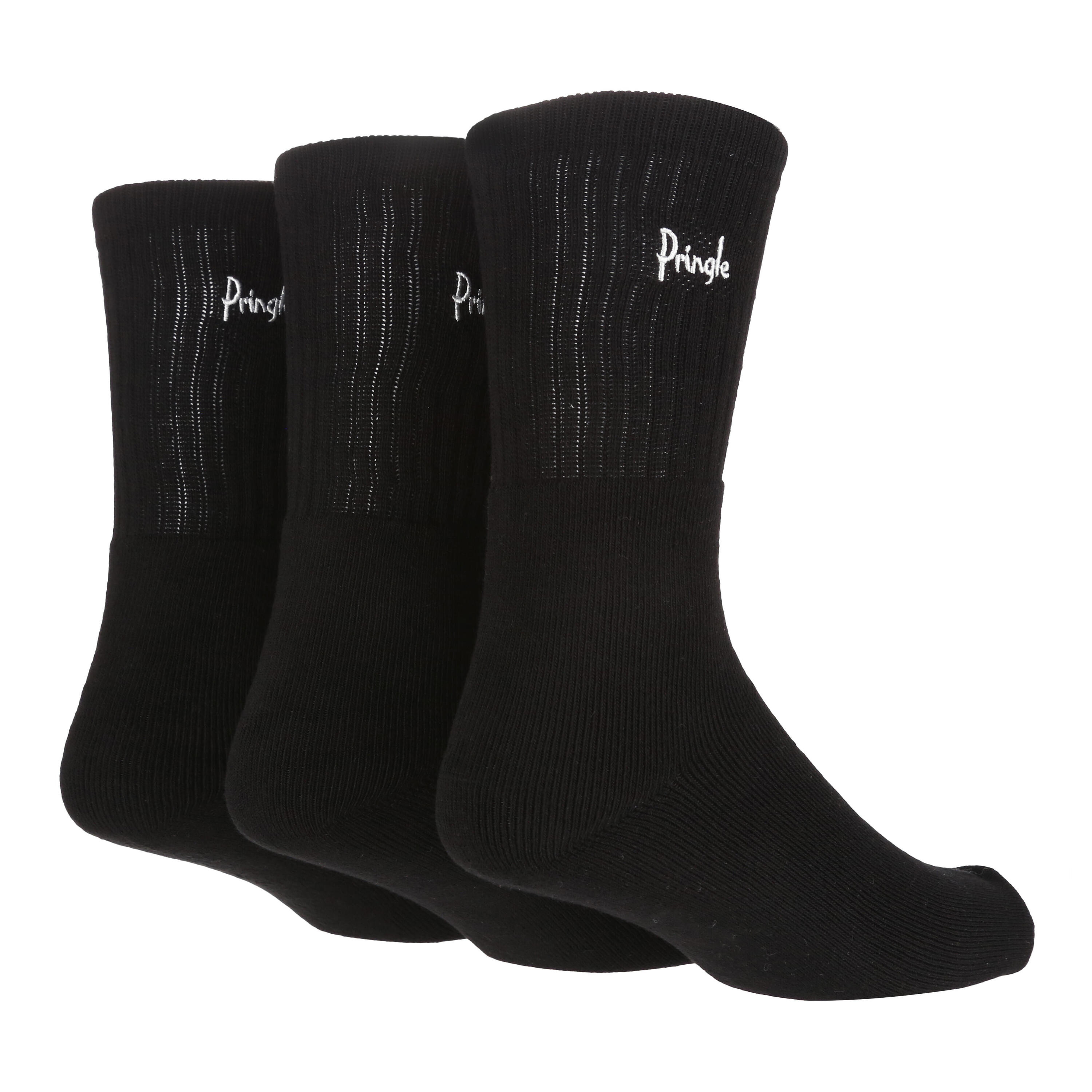 PRINGLE OF SCOTLAND P2051 Mens Sports Socks with Cushioned Sole Black