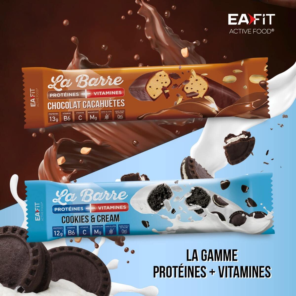 EAFIT La Barre Protéines + Vitamines 49 g - Chocolat Cacahuétes - Lot de 24 7/7