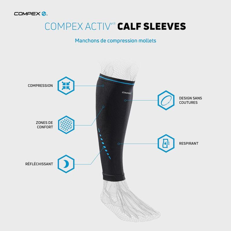 COMPEX ACTIV CALF SLEEVES Manchons de contention sportive pour mollets