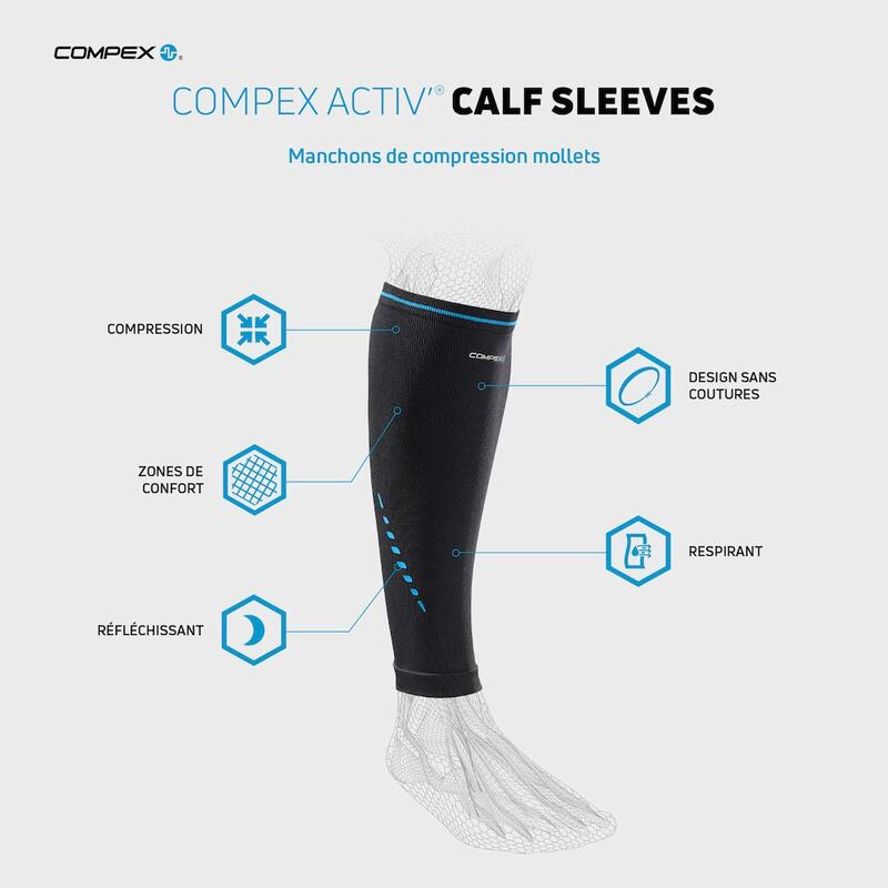COMPEX ACTIV' CALF SLEEVES  Mangas de compressão para a barriga da perna