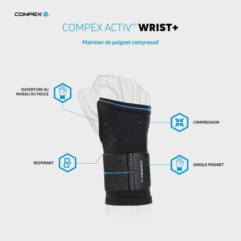 COMPEX ACTIV WRIST+ Pulseira de compressão com abertura para o polegar