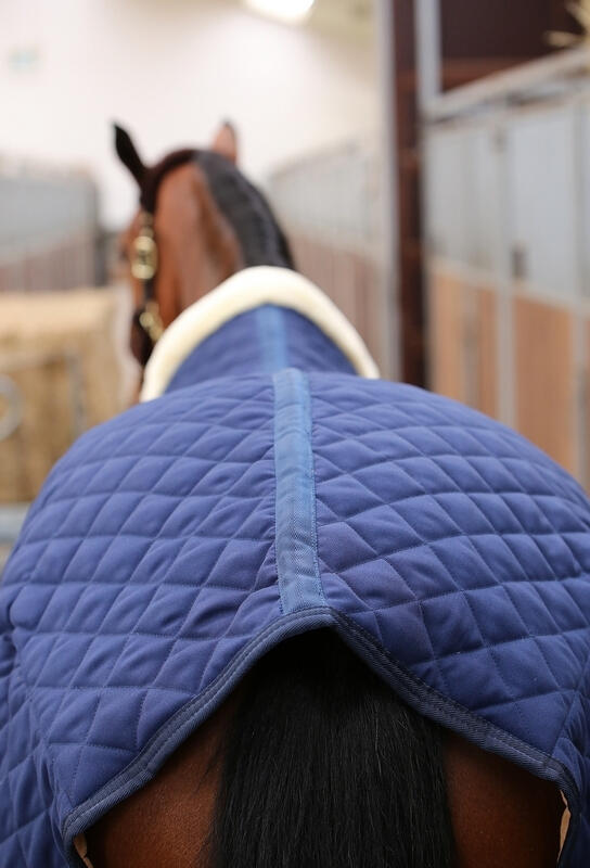 Couverture d’écurie - 600D - 155 cm / 6'9 - Fourrure de lapin vegan - Navy 2/5