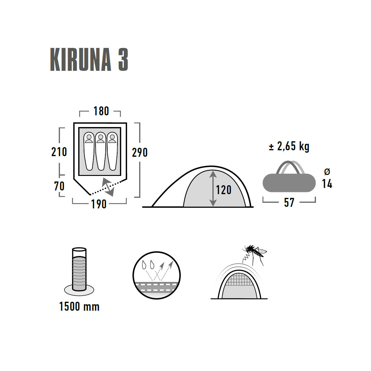 Tenda Campismo High Peak Kiruna 3 - 3 Pessoas 4/6