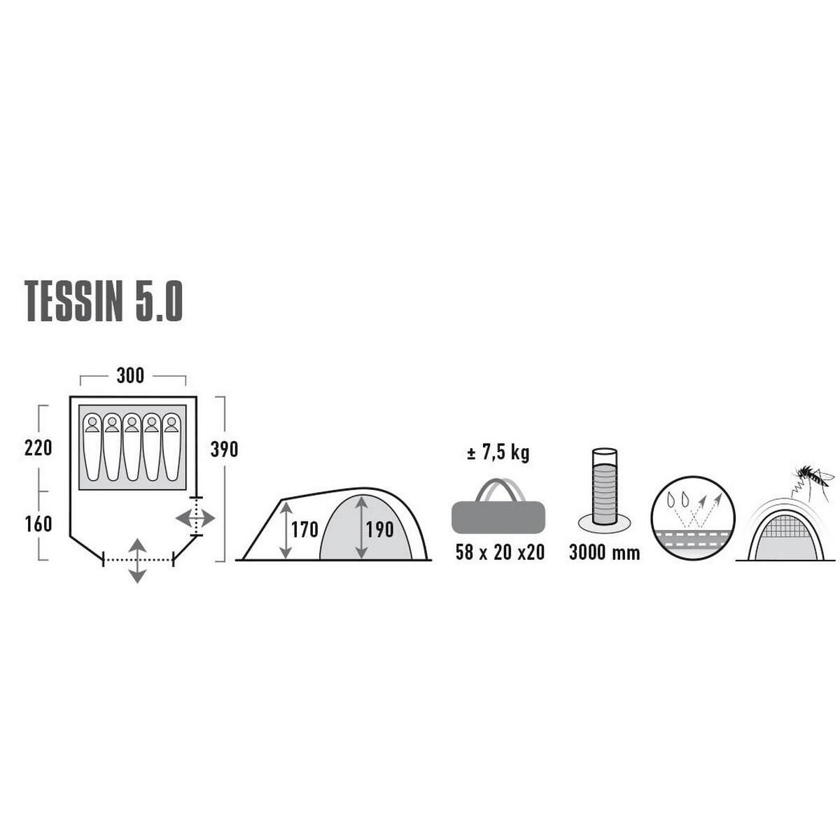 Tenda de Campismo High Peak Tessin 5.0 4/7