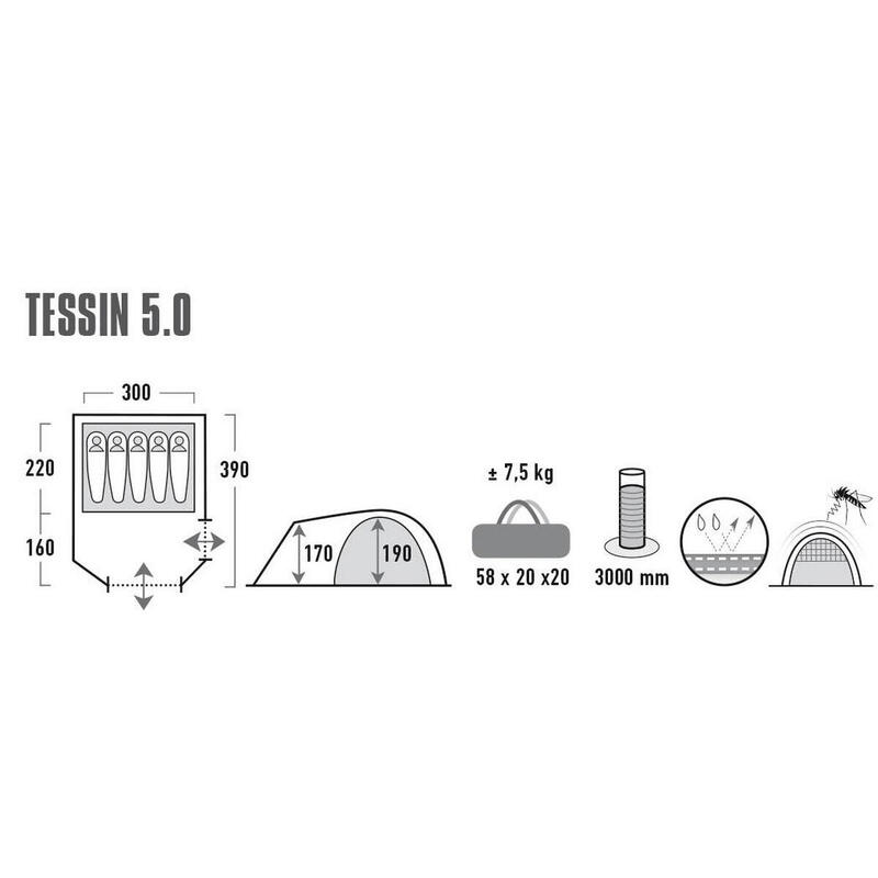 Namiot turystyczny High Peak Tessin 5 jasnoszary