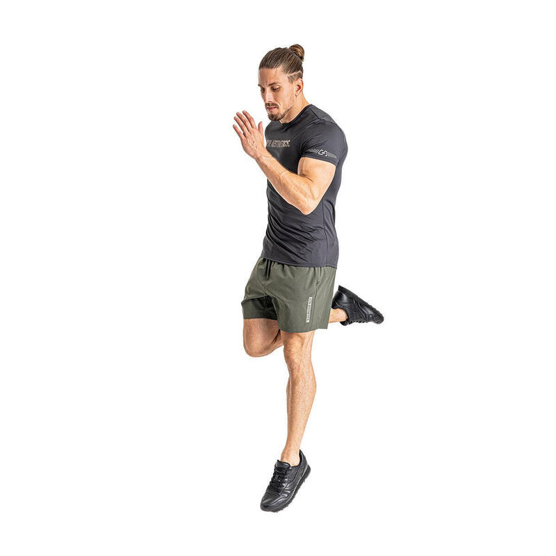 Men Breathable Dri-Fit 5" Running Sports Shorts - OLIVE GREEN