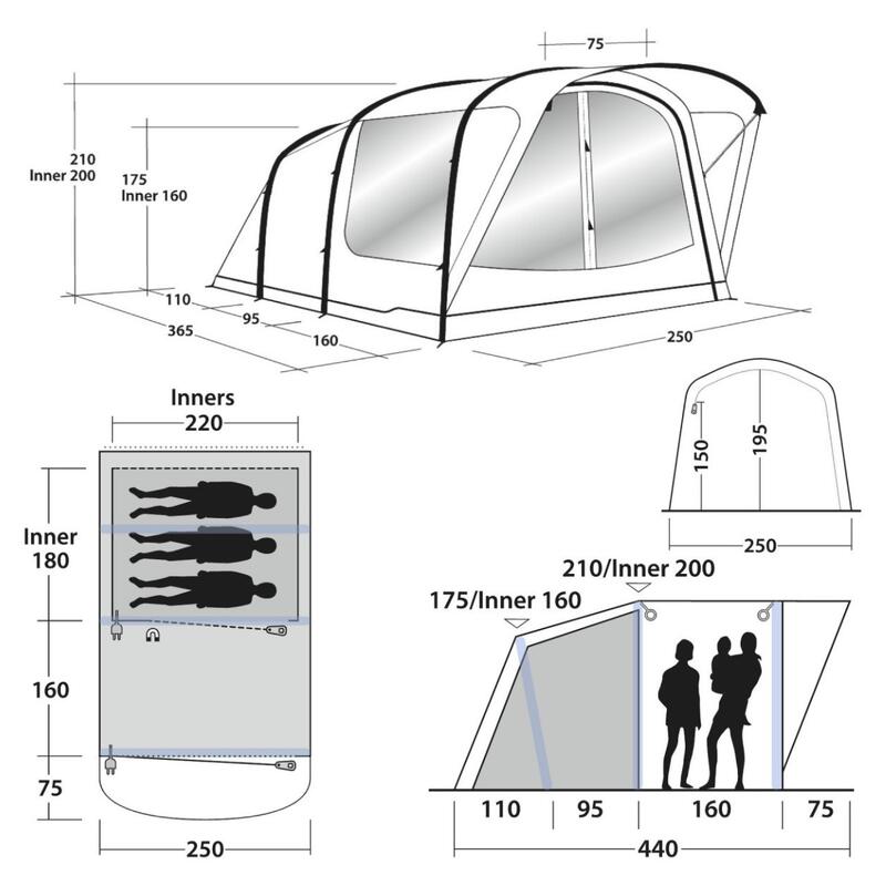 Tenda Lindale 3PA - 3 persone - tenda gonfiabile di alta qualità - pompa inclusa