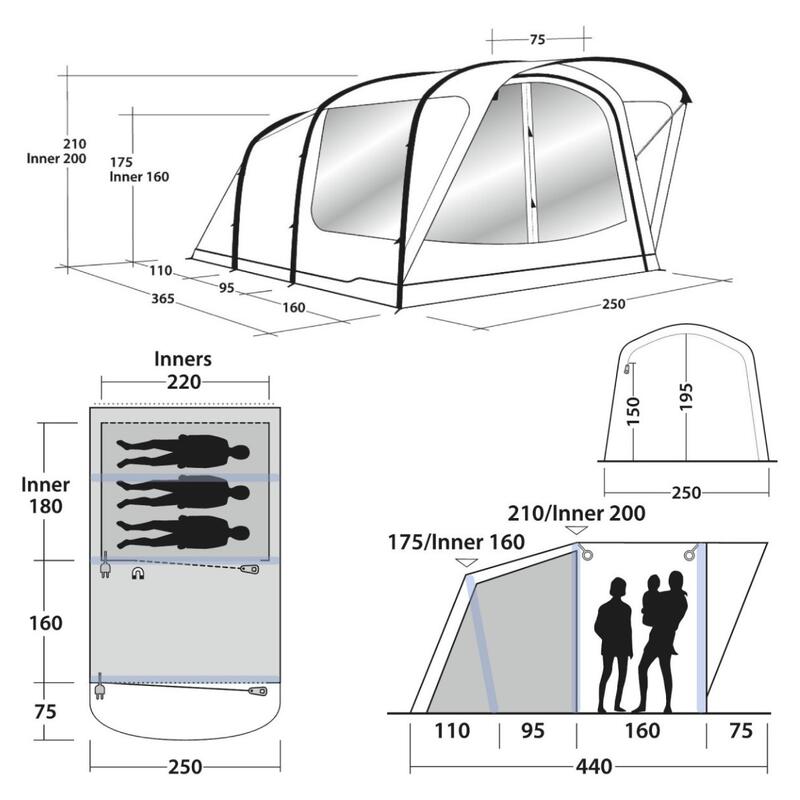 Tente Lindale 3PA - 3 personnes - tente gonflable de haute qualité - avec pompe