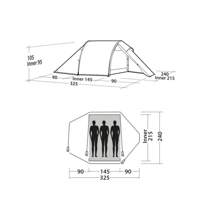 Tente de cyclotourisme pour 3 personnes - Vega 300 - 100% polyester respirant