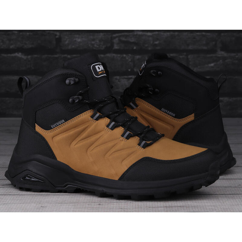 Buty męskie sportowe wysokie do chodzenia DK EXEC CAMEL BLACK