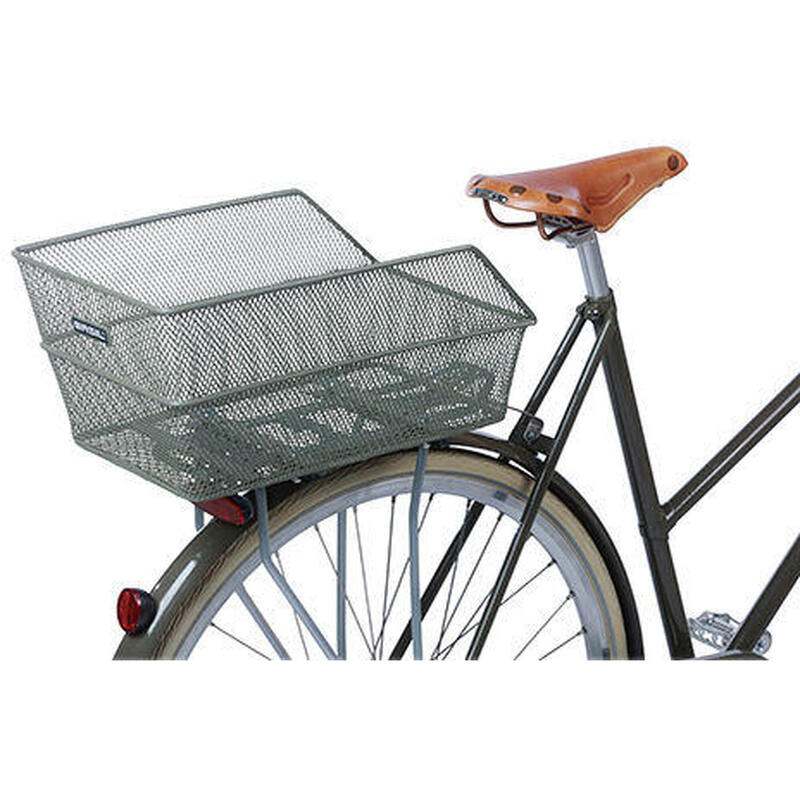 Panier à vélo Cento FM Flower avec fixation fixe 38 x 24 x 11 cm - vert olive