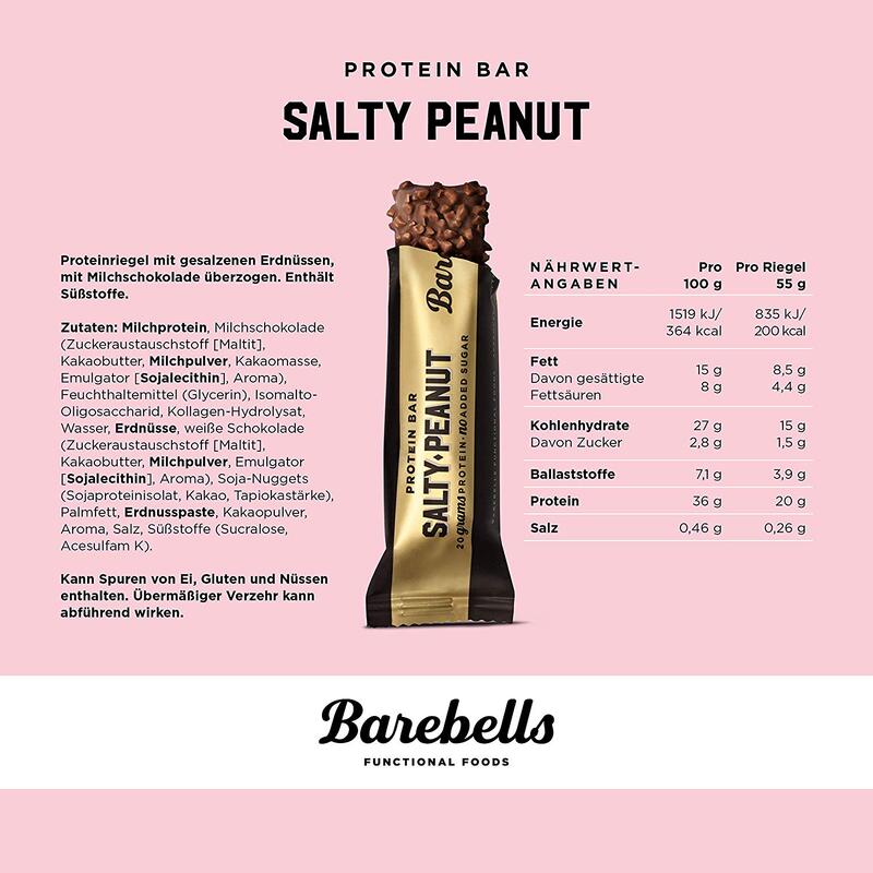 Boîte Barebells barre protéinée (12X55g) | Salty Peanut