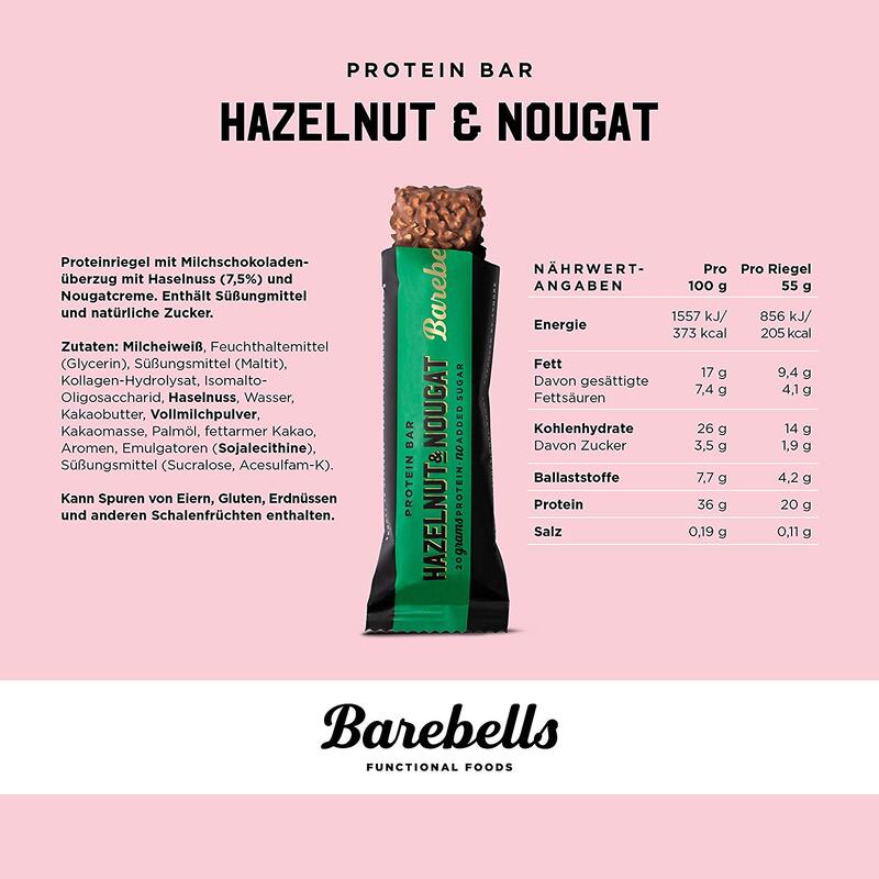 Boîte Barebells barre protéinée (12X55g) | Hazelnut et Nougat