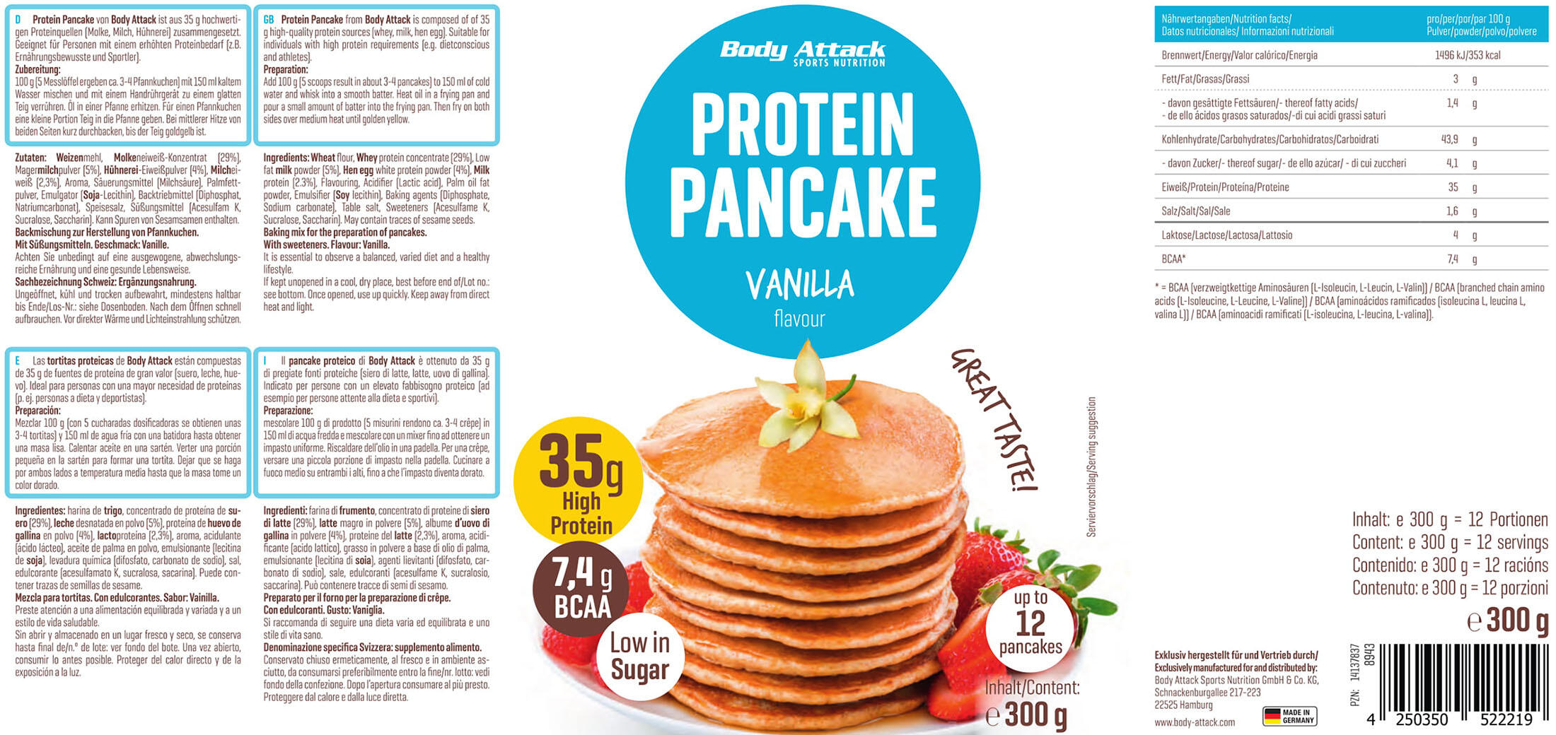 Body Attack Protein Pancake (300g) - Buttermilch 3/4