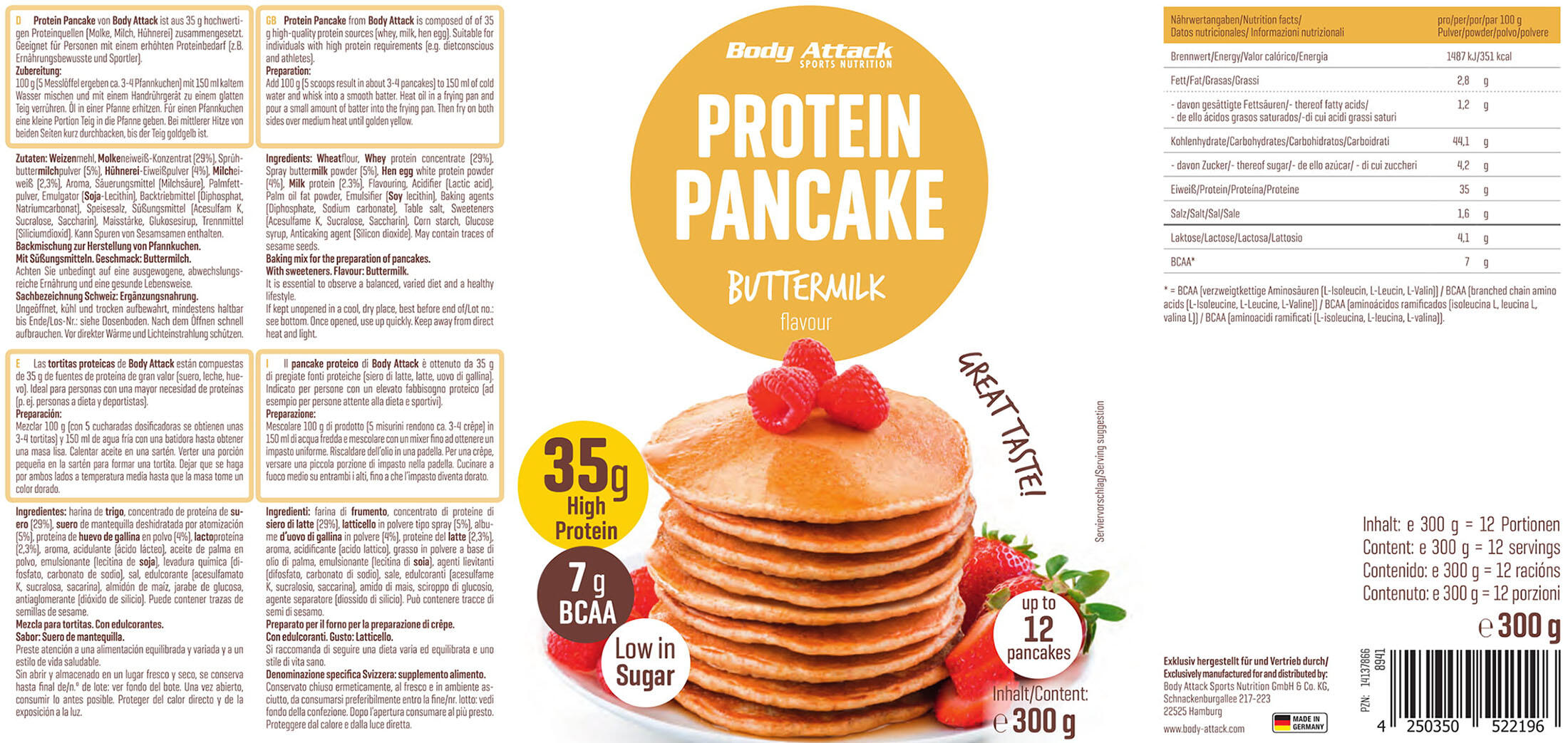 Body Attack Protein Pancake (300g) - Buttermilch 4/4