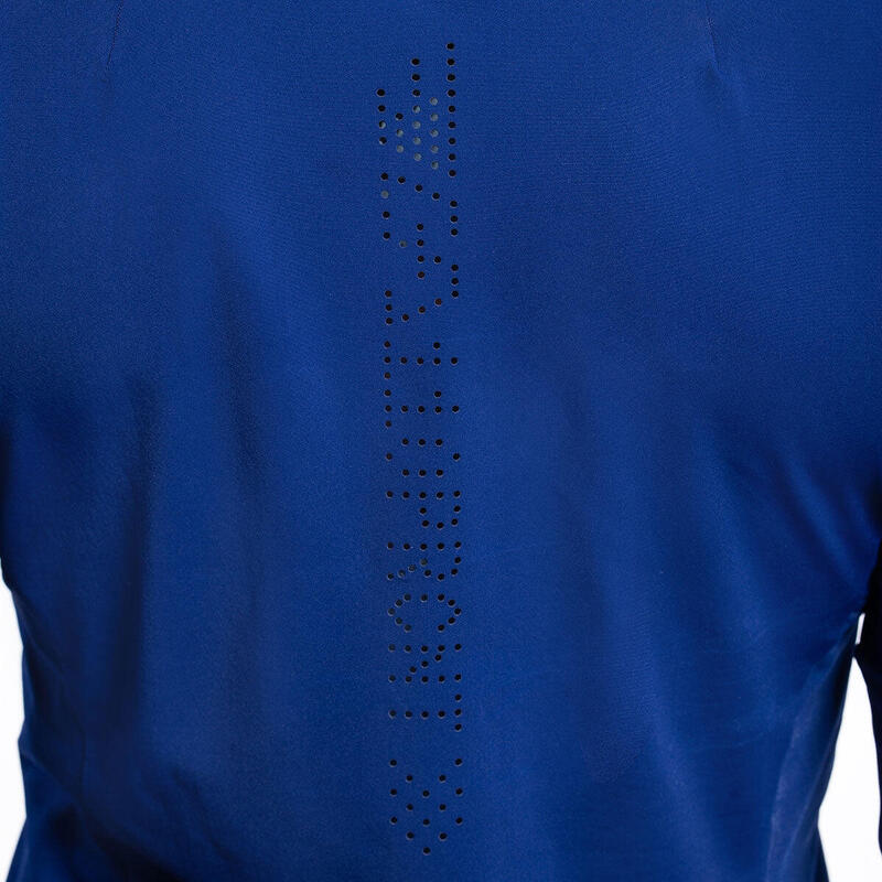 女裝純色透氣防曬跑步健身運動長袖T恤 - 軍藍色