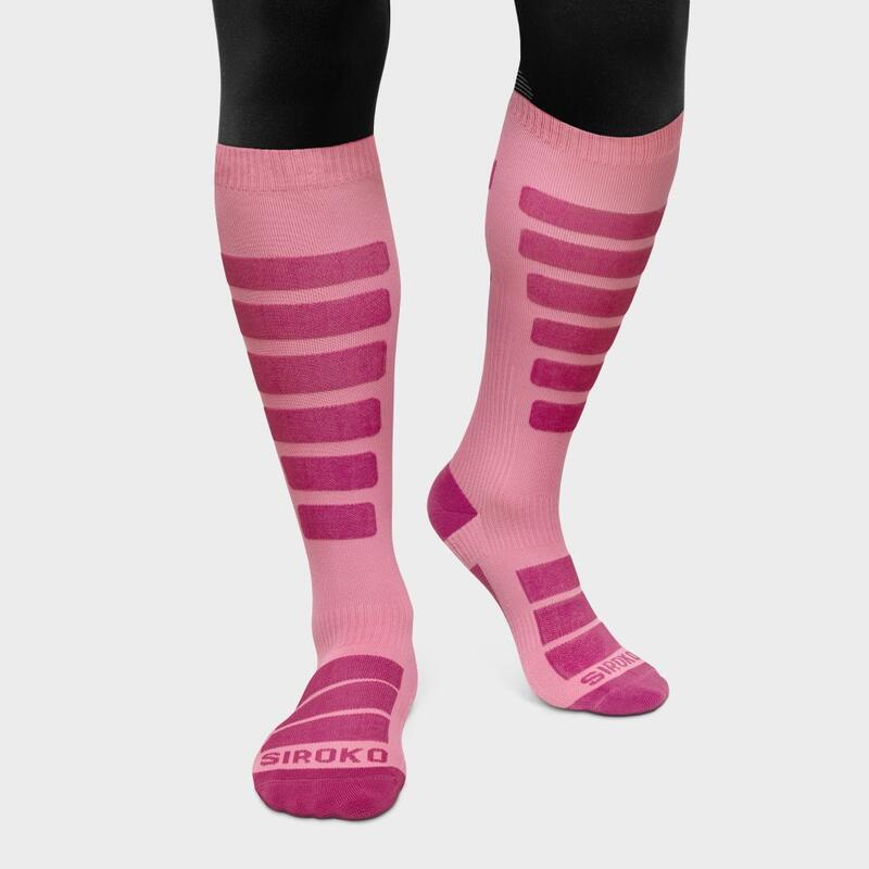 Thermic Ski Insulation Women White/Pink Calcetines de esquí mujer :  Snowleader