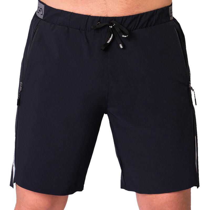 Men Multi-Pocket Breathable Dri-Fit 9" Running Sports Shorts - BLACK