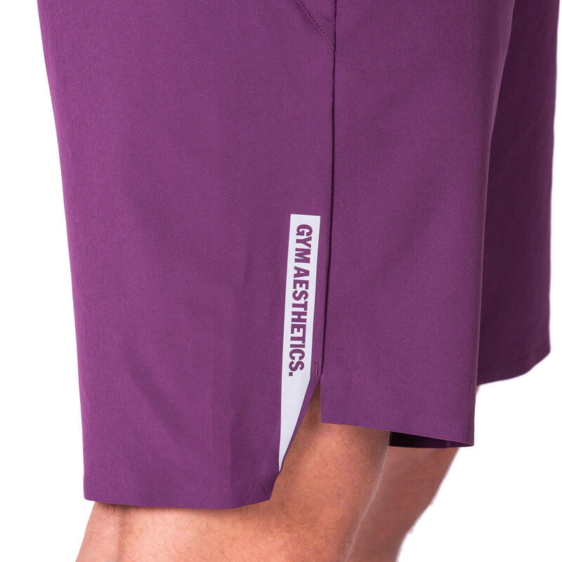 Men Multi-Pocket Breathable Dri-Fit 9" Running Sports Shorts - Purple