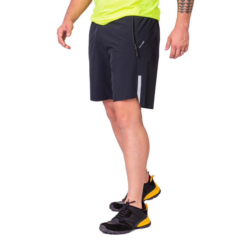 Men Multi-Pocket Breathable Dri-Fit 9" Running Sports Shorts - BLACK