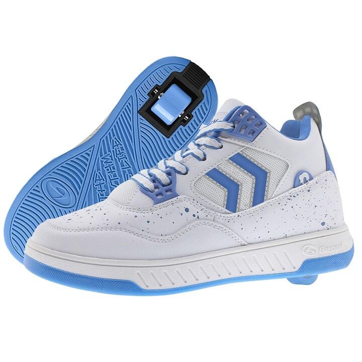 BREEZY ROLLERS Fresh - White/Blue Wheeled Heeled Shoe