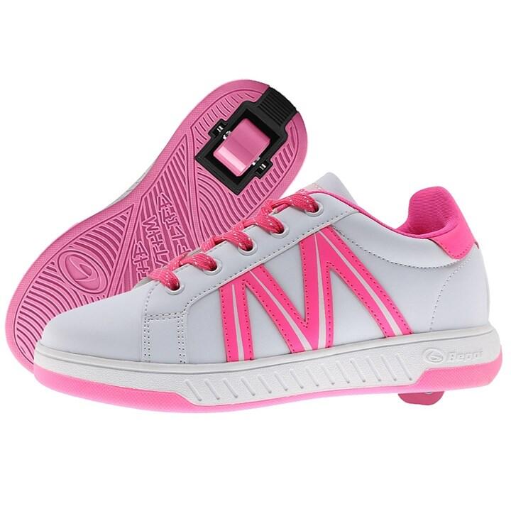 BREEZY ROLLERS Classic - White/Pink Wheeled Heeled Shoe