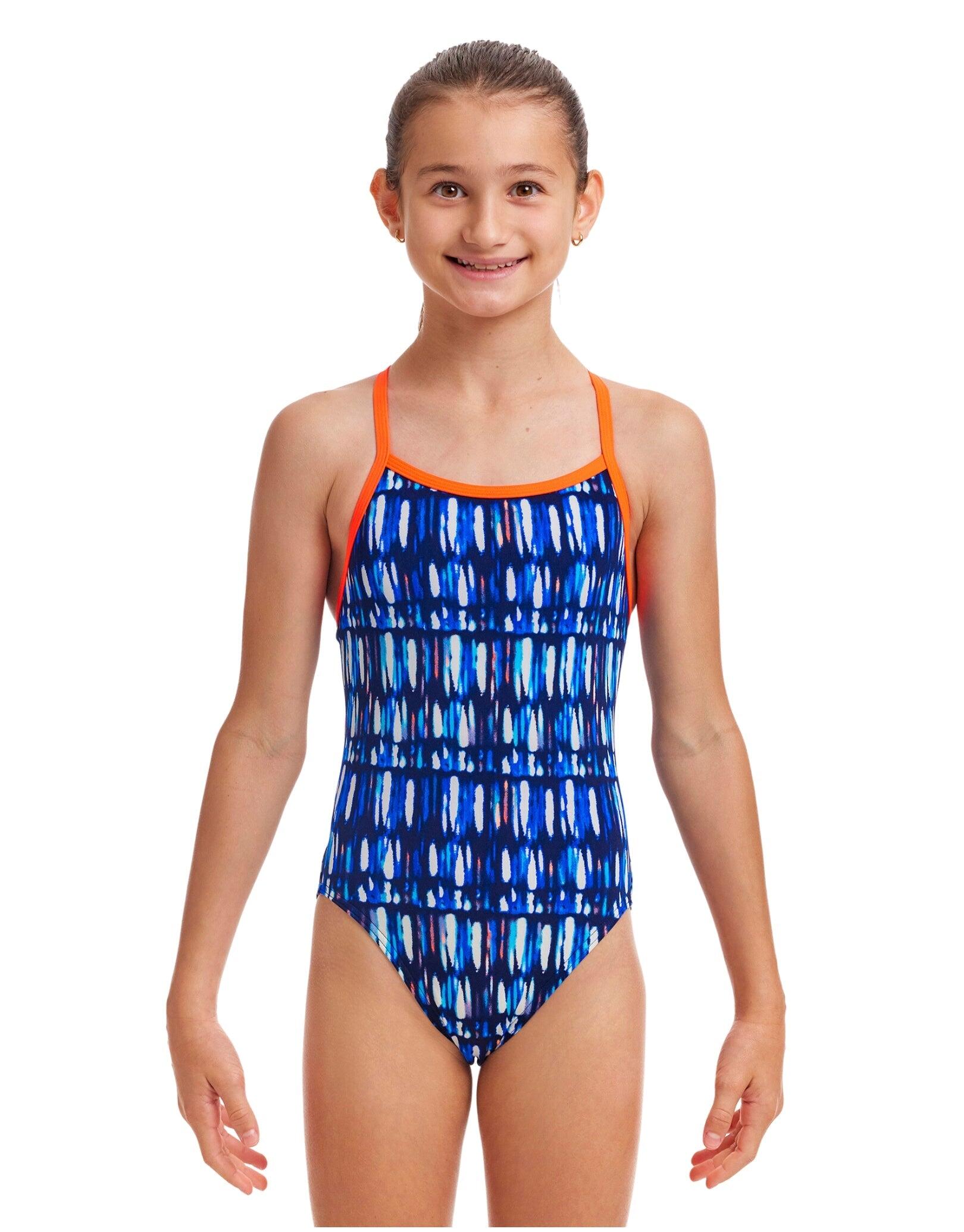 FUNKITA Funkita Girls Perfect Teeth Single Strap Swimsuit - Blue