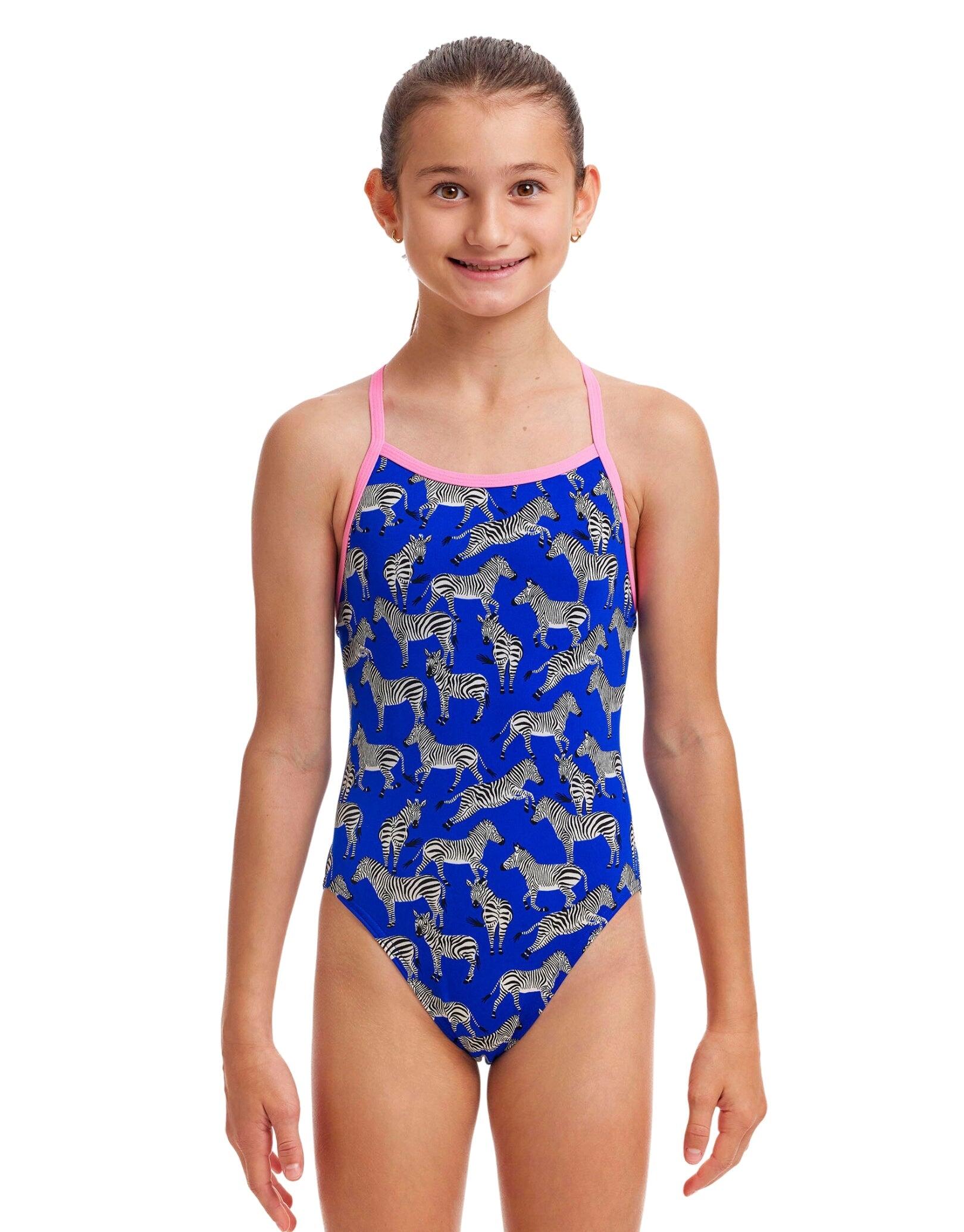 FUNKITA Funkita Girls Prance Party Single Strap Swimsuit - Blue