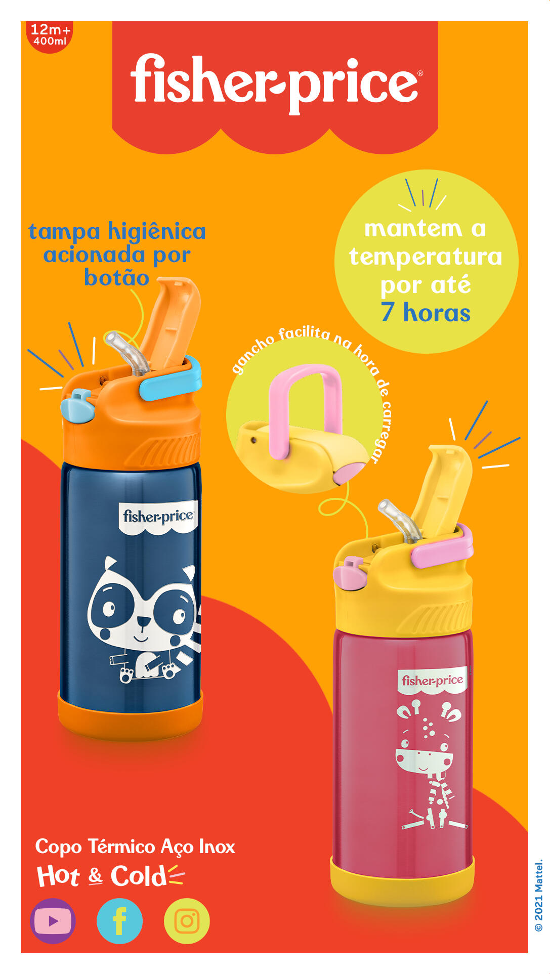 COPO TÉRMICO AÇO INOX HOT - COLD AZUL TUTTI FRUTI 4/4
