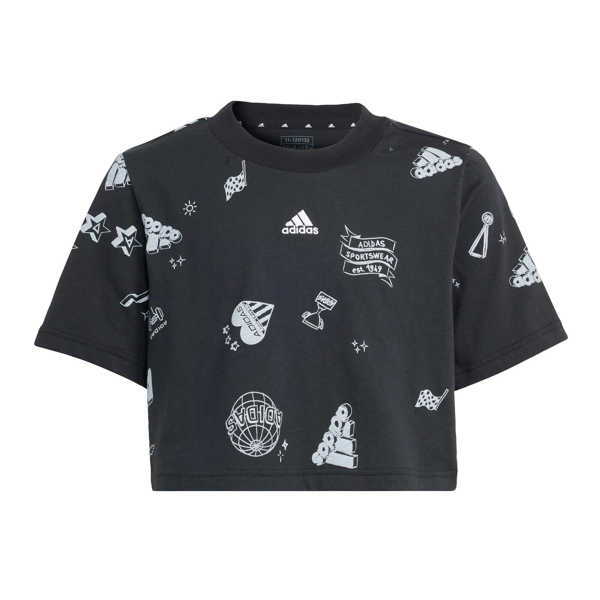 ADIDAS Brand Love Allover Print Crop Tee Kids