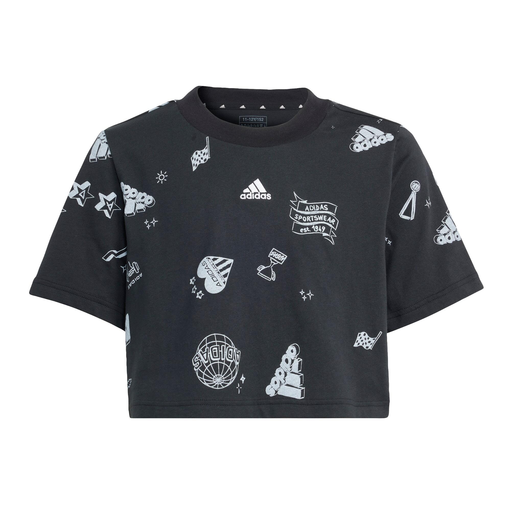 Brand Love Allover Print Crop Tee Kids 1/5