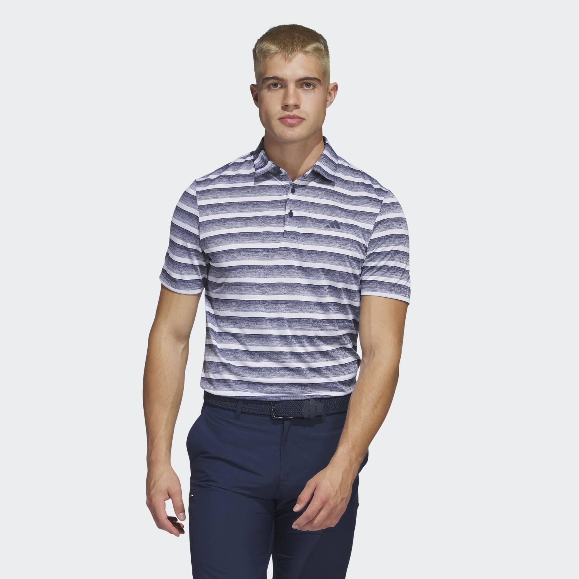 ADIDAS Two-Color Striped Golf Polo Shirt