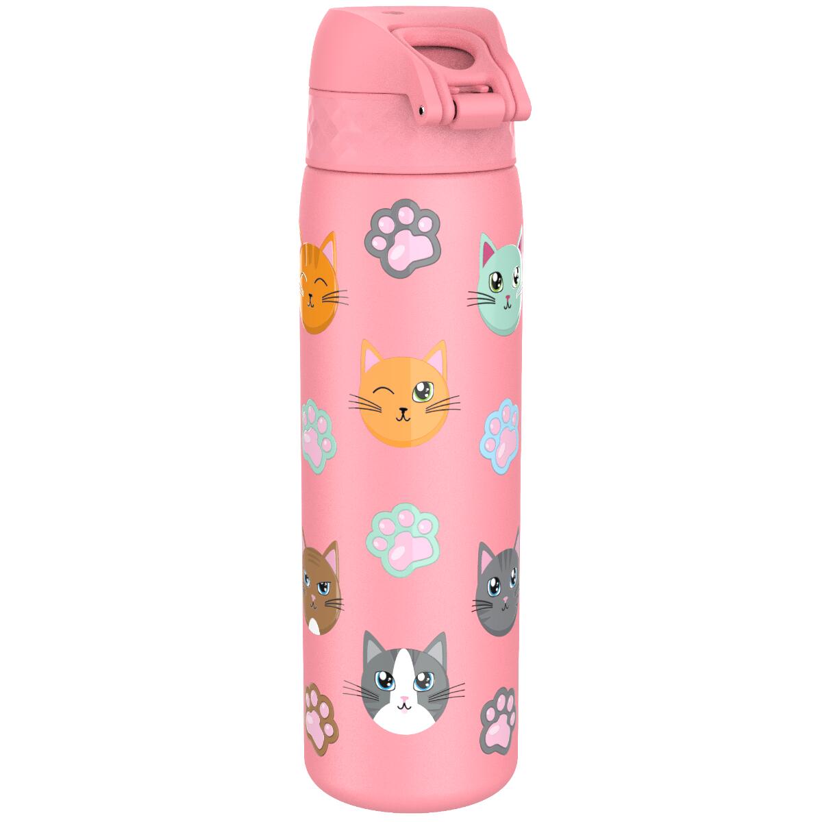 Leak Proof Slim Water Bottle, Stainless Steel, Cats, 600ml (20oz) 4/7